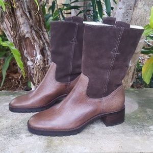 Ralph Lauren Brown Suede & Leather Freja boot